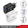 25W PD Fast Charger 5A with Type-C Adapter for European, American, UK Standards