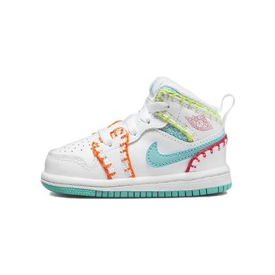 Air 1 Mid SE TD Multi Knit Baby Sneakers White Rush-Pink Rush-Orange DM6220-100