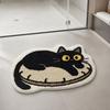 Tappeto da Bagno Peluche, Tappetino Antiscivolo Assorbente Soffice, Carino Tappetino Gatto Nero per Ingresso Camera da Letto Soggiorno