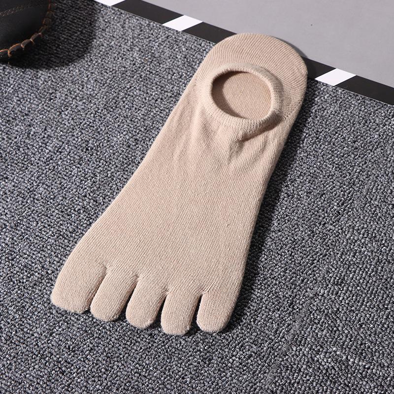 5 Pairs Spring Summer Casual Ankle Socks with Fingers Men's Breathable Sport Running Solid Black White Invisible Split Toe Socks