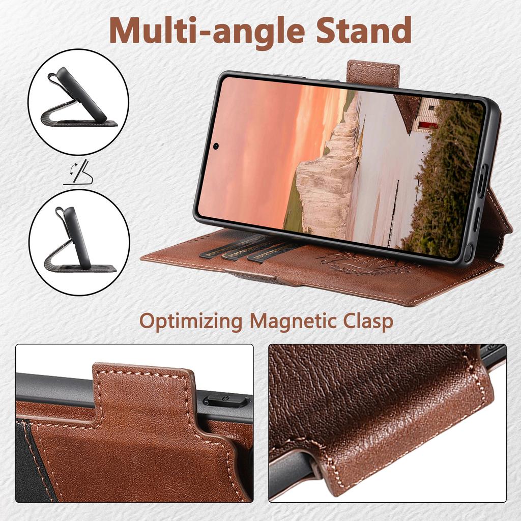 Faux Leather Wireless Charging Card Holder Stand Wallet Magnetic Flip Cover Phone Case for Samsung Galaxy S26 Ultra S25 S24 S23