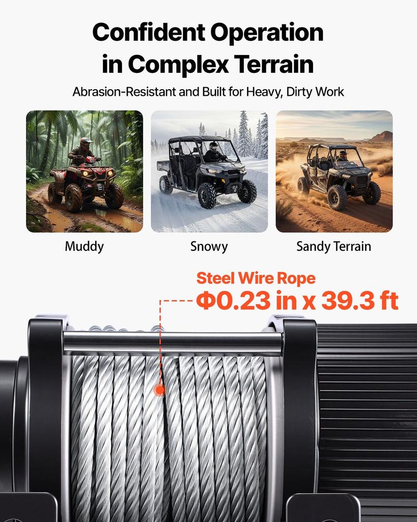 2041 kg Electric Winch, 12V DC ATV/UTV Winch with 6 mm x 12 m Steel Wire Rope, Wireless & Wired Remote Control, IP54 Waterproof, Roller Fairlead Mount