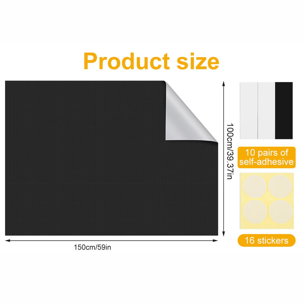 100% Blocking Curtain Self-adhesive Privacy Protection Opaque Window Sticker DIY Thermal Insulated Black Window Covering NEW