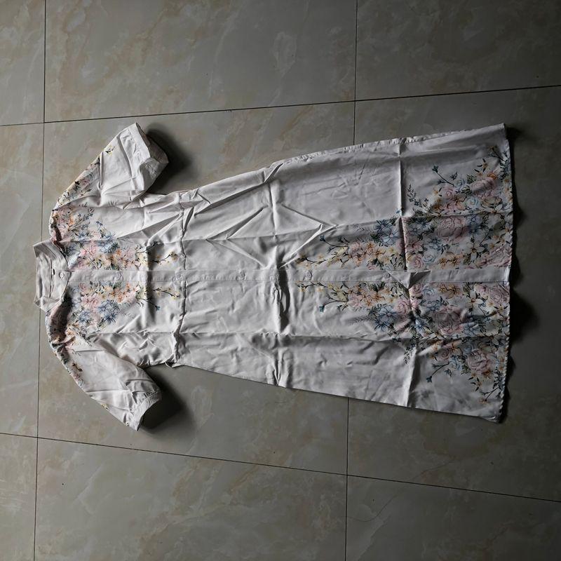 

Print Dress Summer New Arrival Foreign Trade Women s Clothing Stand Collar Single-Breasted Short Sleeve Long Dress 30590 Orange pink flower (no belt) A- 6-10-3 S