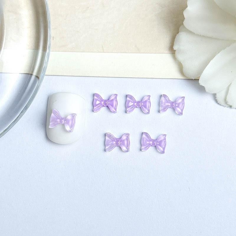 Nail Art Ice Transparent Bow Summer Internet Celebrity Water Ripple Jelly Color Bow Tie Resin Nail DIY Decorations