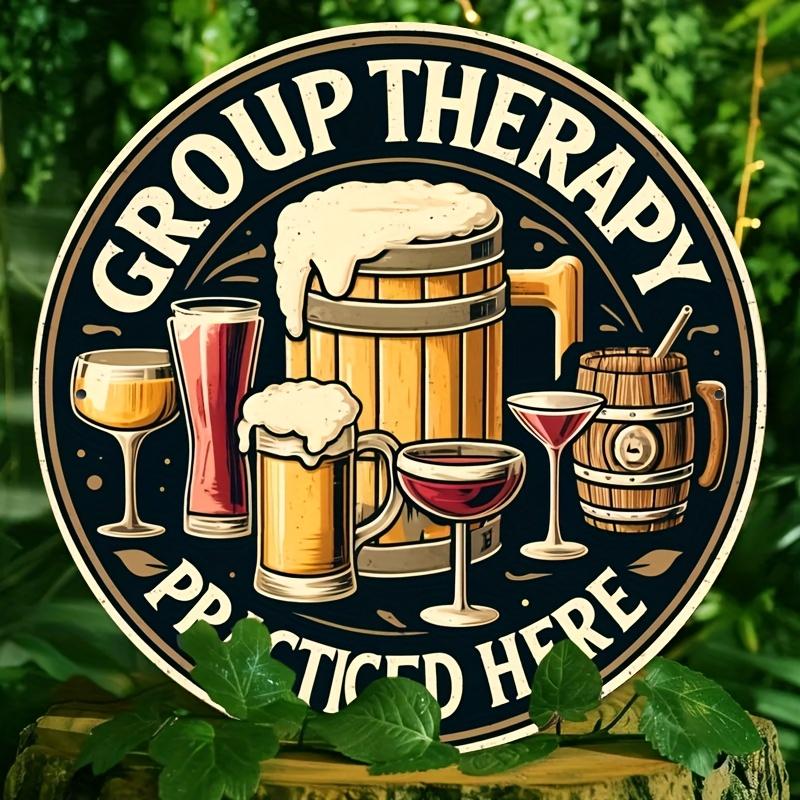 

Group Therapy Here Beer Sign. Vintage aluminum art for man cave, backyard or bar. чистый