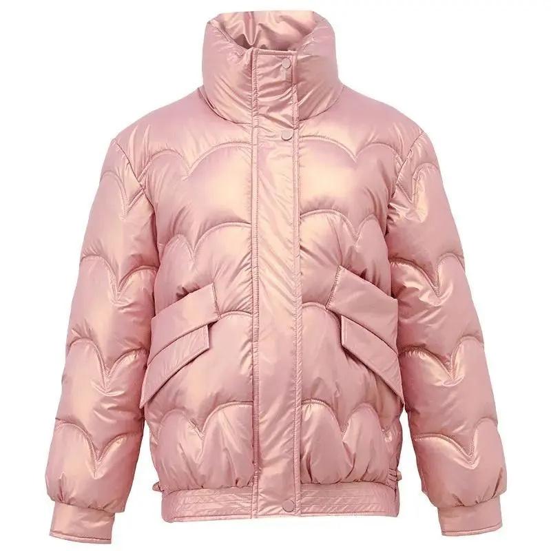 Winter Parkas Women Jackets Long Sleeve Casual Glossy Thick Warm Puffer Coat Loose Female Jacket Waterproof Outwear