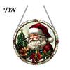Durable Acrylic Holiday Signage Christmas 2D Hanging Ornaments, Stained Glass Style Snowman Santa Snowflake Lightweight Wall Ornaments Window