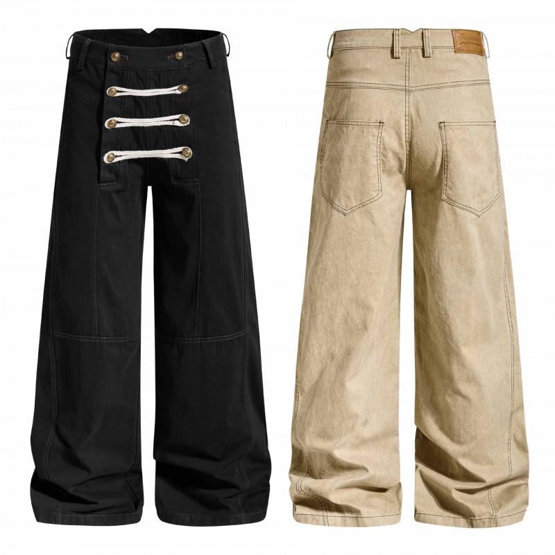Oversized Cargo Pants Men Women Vintage Washed Straight Leg Casual Trousers American Style