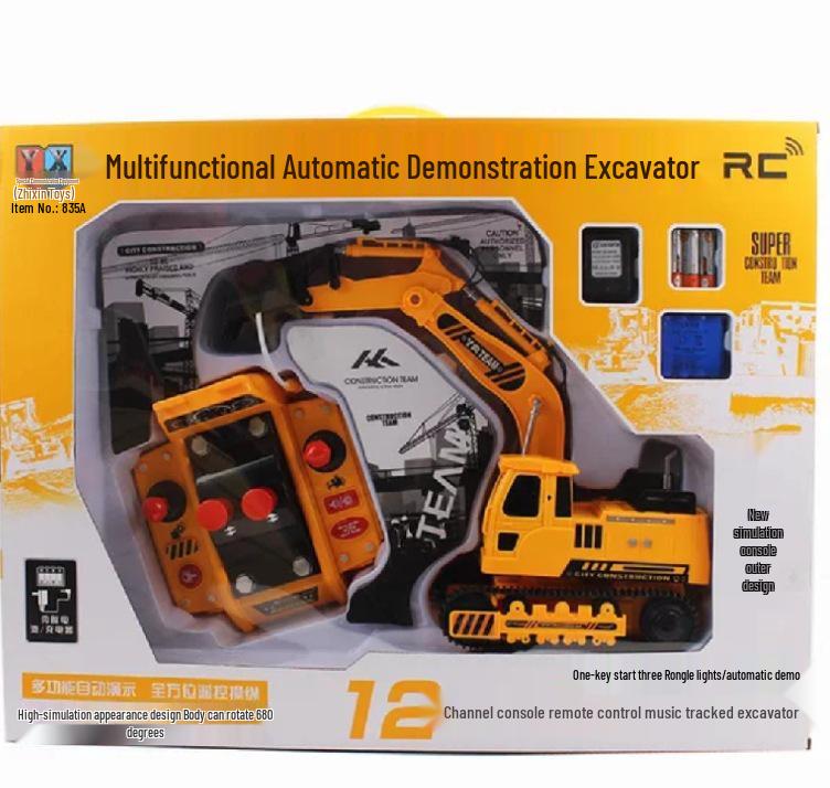 Extra Large Remote Control Excavator Toy with Flashing Lights & Sounds - Gift Box Set