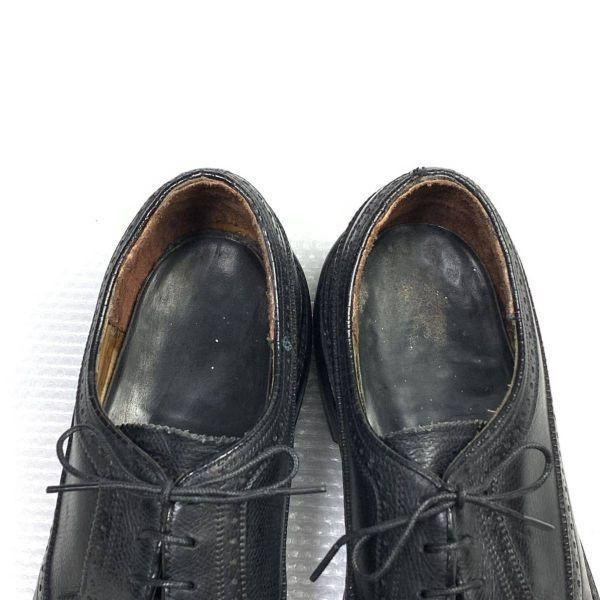 70s 80s Vintage Unknown Brand Size 10B 26.5 27.5cm Long Wingtip American Brogue Black(USED)