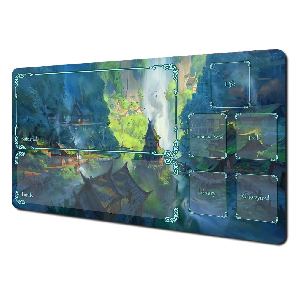 Magic Neon Forest Playmat Fantasy Glowing Tree Tcg Card Game Mat NonSlip Large Desk Mouse Pad