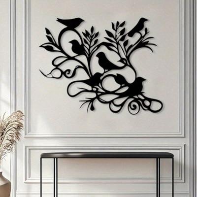 Iron Wall Art Vintage Bird Painting Metal Home Decor Gift