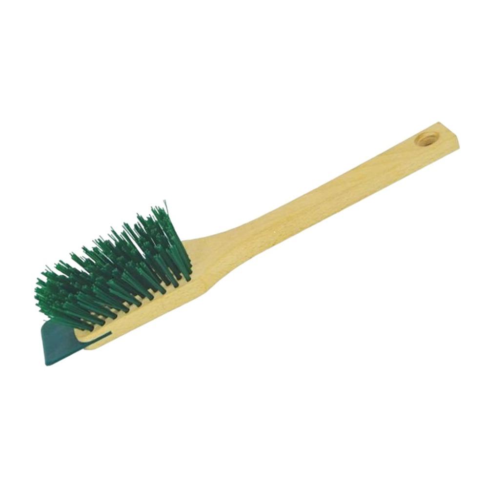 Plastic Garden Tool Brush Wooden Handle Lawn Mower Cleaning Brush Clean Scraper Brush  Gardening