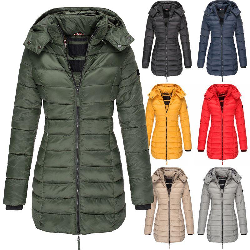 Womens Warm Winter Collar Hooded Long Coat Zipper Jacket Outwear Parka