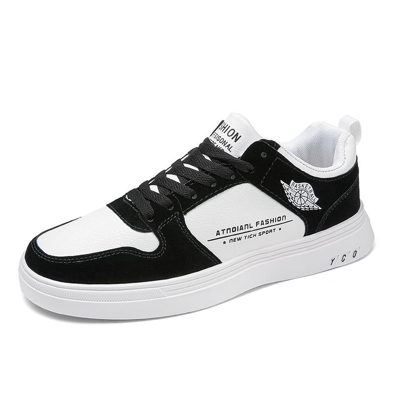 Casual Men Leather Skateboarding Shoes Mixed Colors Skate Shoes Comfortable Shoes Low Top Man Shoes Rubber Sole Sneakers 8206