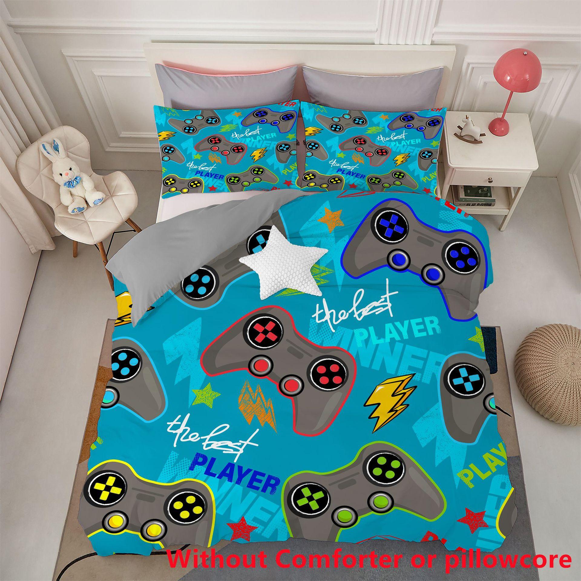 Cool Multicolored Gamepad 3D Digital Printing Quilt Set Three-Piece Set To Customize 135 * 200cm 50 * 80cm * 1 two-piece set
