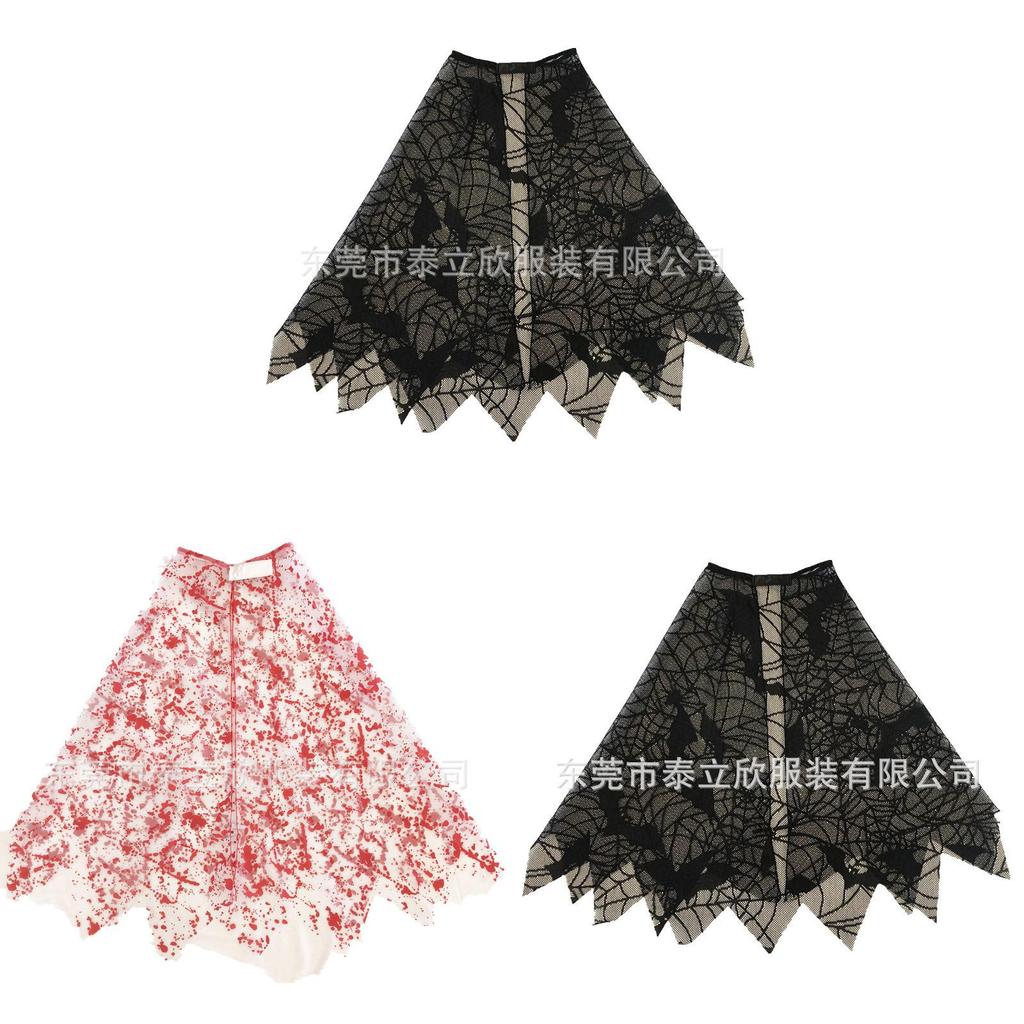 Halloween Spider Web Lace Cape For Kids And Adults Cosplay Party Costume