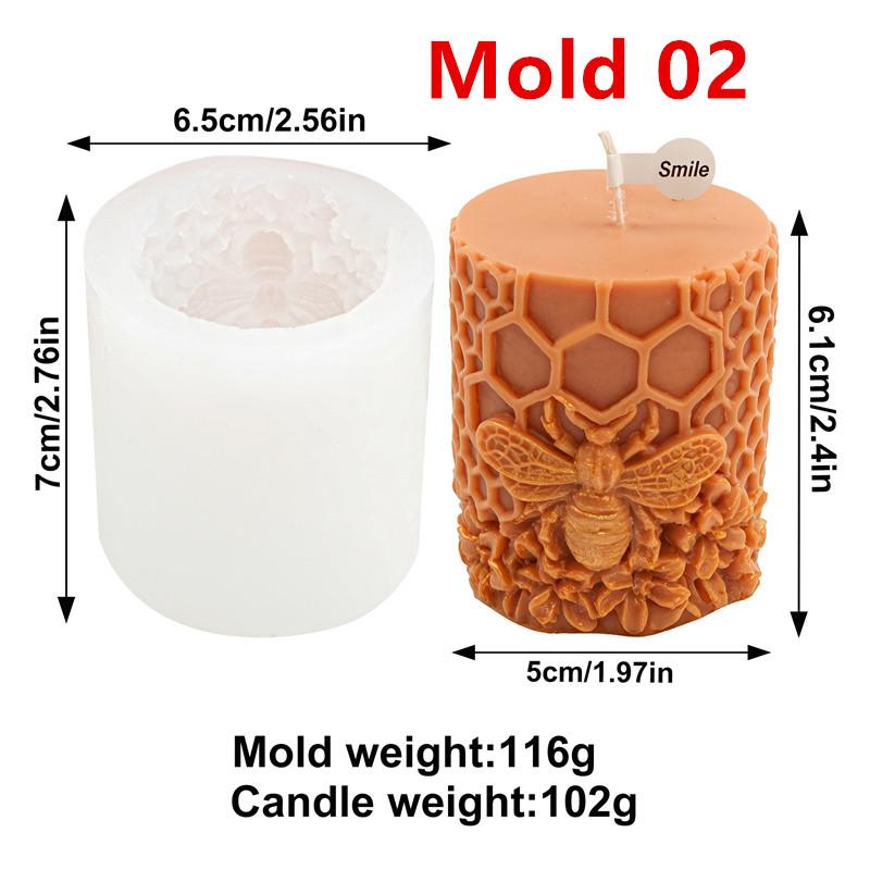 3D Honeycomb Column Silicone Candle Mold DIY Flower Bee Honey Pot  Bee House Designs Candles Plaster Crafts Cute Home Decor