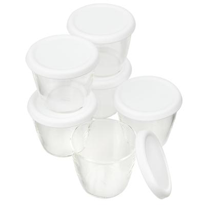 Hario Glass Pudding of 6 with Silicone Heat-Resistant Cups, 200ml, PRC-20-BK (Set Lids) (White)