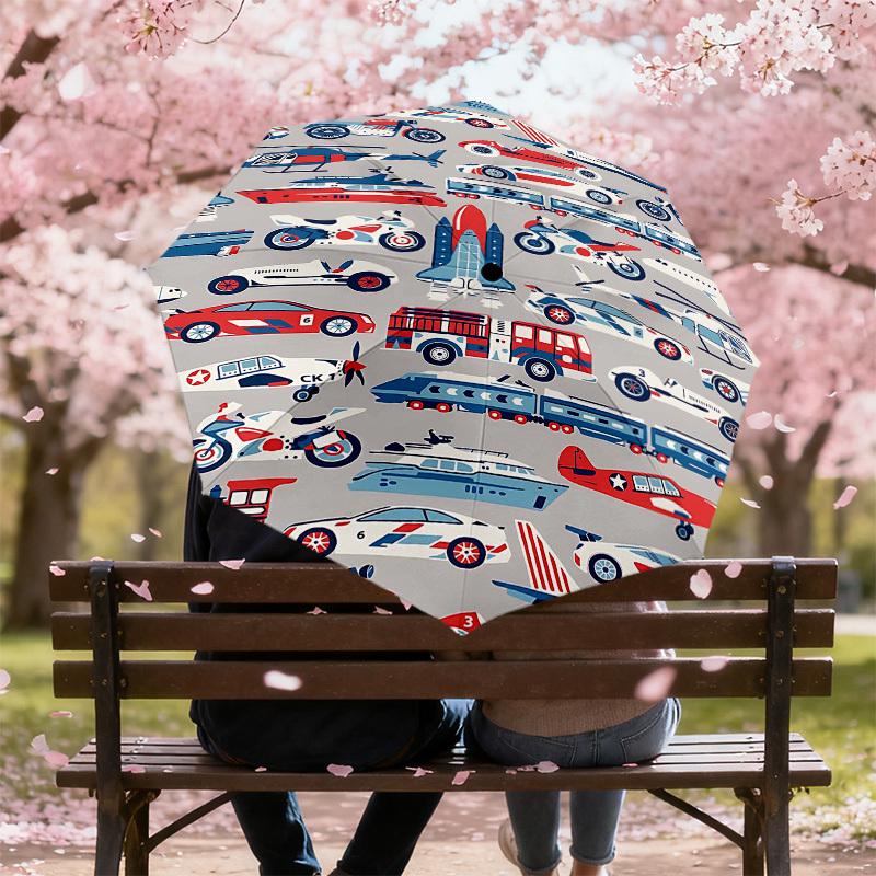 1PC Transportation Vehicles Umbrella-8-Rib Reinforced, Automatic Open, Lightweight & Durable, Cute Fashion Accessory for Outdoor-T398