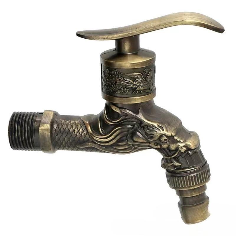 1Pcs Antique Bronze Washing Machine Decorative Outdoor Faucet , Vintage Garden Bibcock Tap Wall Mounted Mop Faucet Zine Alloy