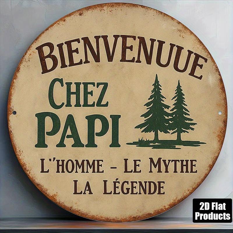 Pc D Flat X Cm Round French Aluminum Sign Vintage Decorative Plaque for Welcome Home Grandpas House Decorati