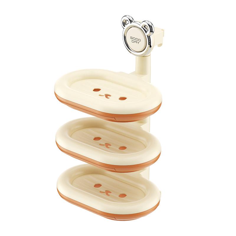 Non-perforated Wall-mounted Soap Box Multi-layer Rotating Bathroom ShelfDraining Box