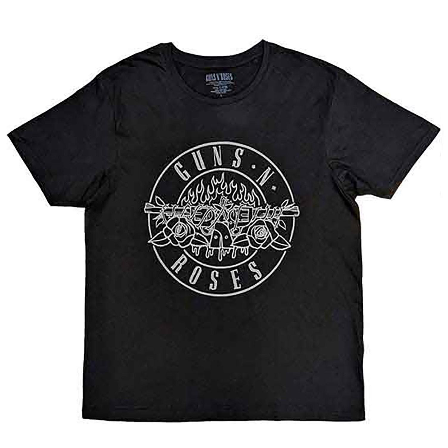 Men s Guns N Roses Classic Bullet Mono T-shirt X-Large Black S