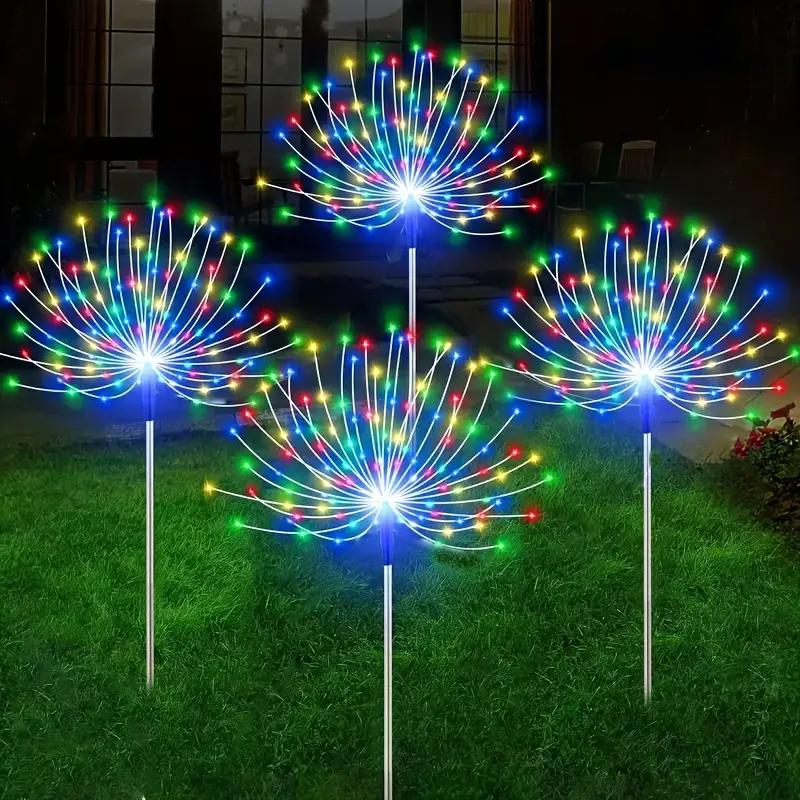 Solar Garden Lights 200LED Waterproof Outdoor Lighting with Installation Hardware Firework Lights for Pathway Lawn Christmas