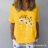 New Women's V-Neck Short Sleeve Loose Casual Pugongying T-Shirt