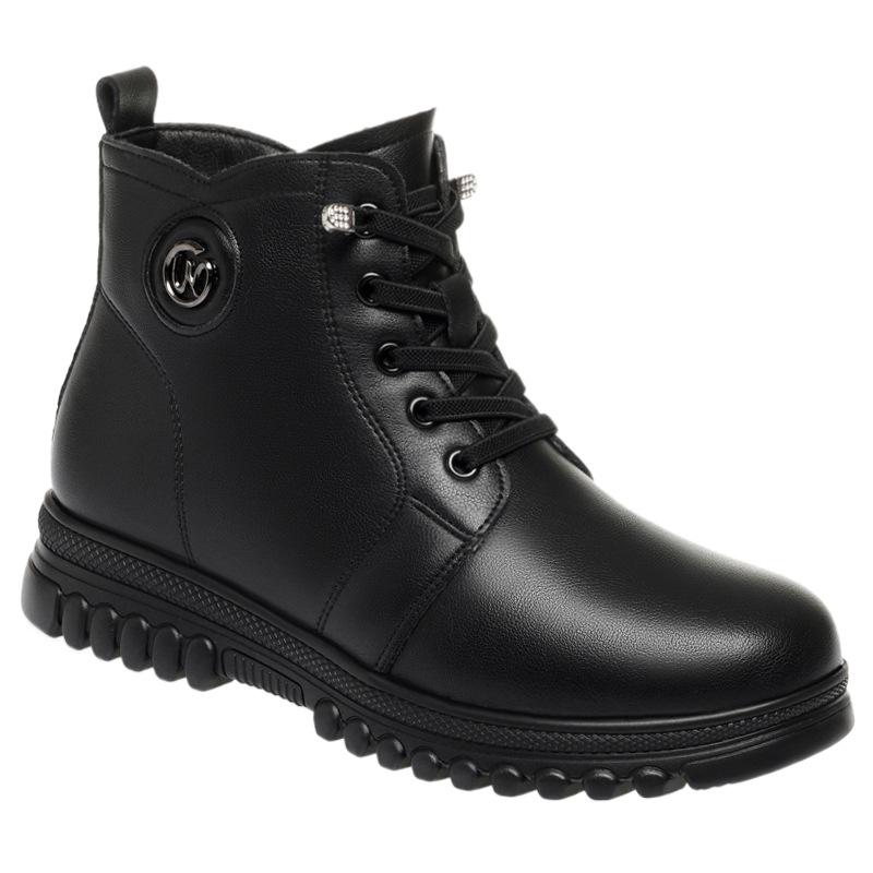 Cotton shoes autumn and winter short boots    and elderly women's shoes velvet leather shoes warm Martin boots flat mother shoes