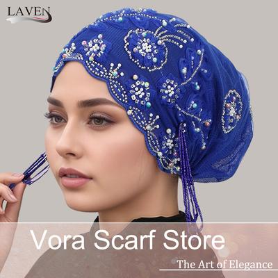 Luxury Inner Cap With Rhinestone Beading Muslim Lace Hijab Undercaps Underscarf Bonnet Female Headscarf Turban Mujer Headwrap