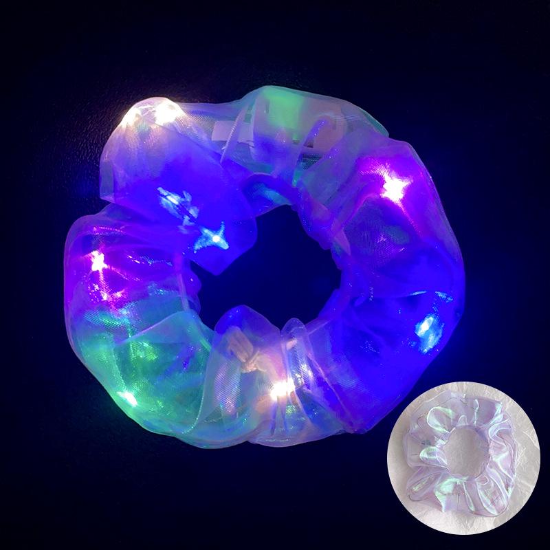 LED Işıklı Parlak Saten Noel Saç Tokası - Amerikan ve Avrupa Stilleri için Kalın Bağırsak Scrunchie Saç Aksesuarı