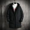 Medium-length Cotton Jacket Men's Large Size Winter Loose Hooded Cotton Jacket Solid Color Thickened Down Cotton Coat Outdoor Cold Solid Color
