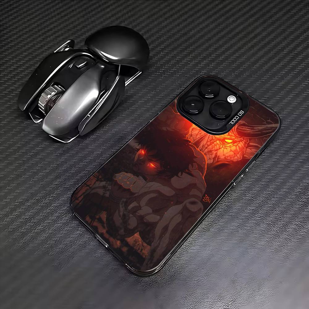 Anime B-Baki Hanma Phone Case For iPhone17,16,15,14,13,12,11 Plus,Pro Max Colored Silver Plated Inside Cover