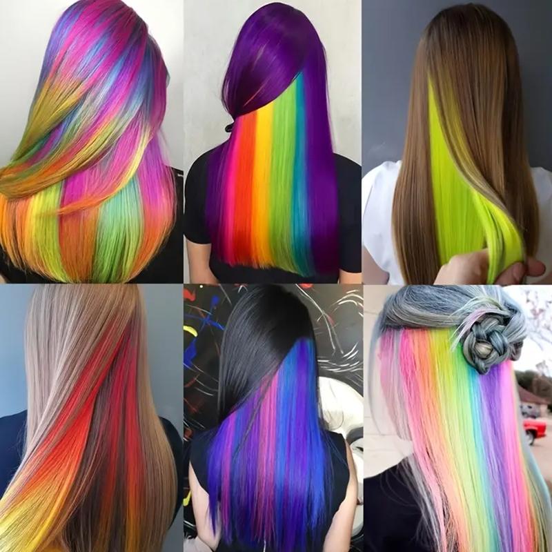 One Card Gradient Hanging Ear Dye Three Color Hair Extension Wig BB Clip Colored Wig Women's Synthetic Wig Halloween Music Festival Party Use