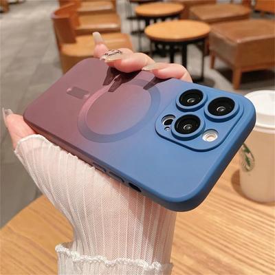 Husă de lux gradient din silicon moale pentru încărcare magnetică wireless Magsafe pentru iPhone 15 14 12 11 13 Pro Max Plus, husă colorată mat
