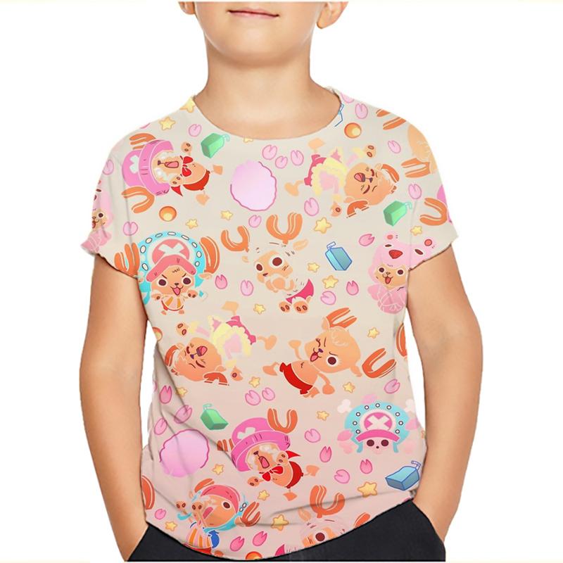 One Piece Luffy T Shirt Four Emperors Short Sleeve Zoro Sanji Chopper Ace Law Tee Children's Clothing Fashion Costumes for Kids Top