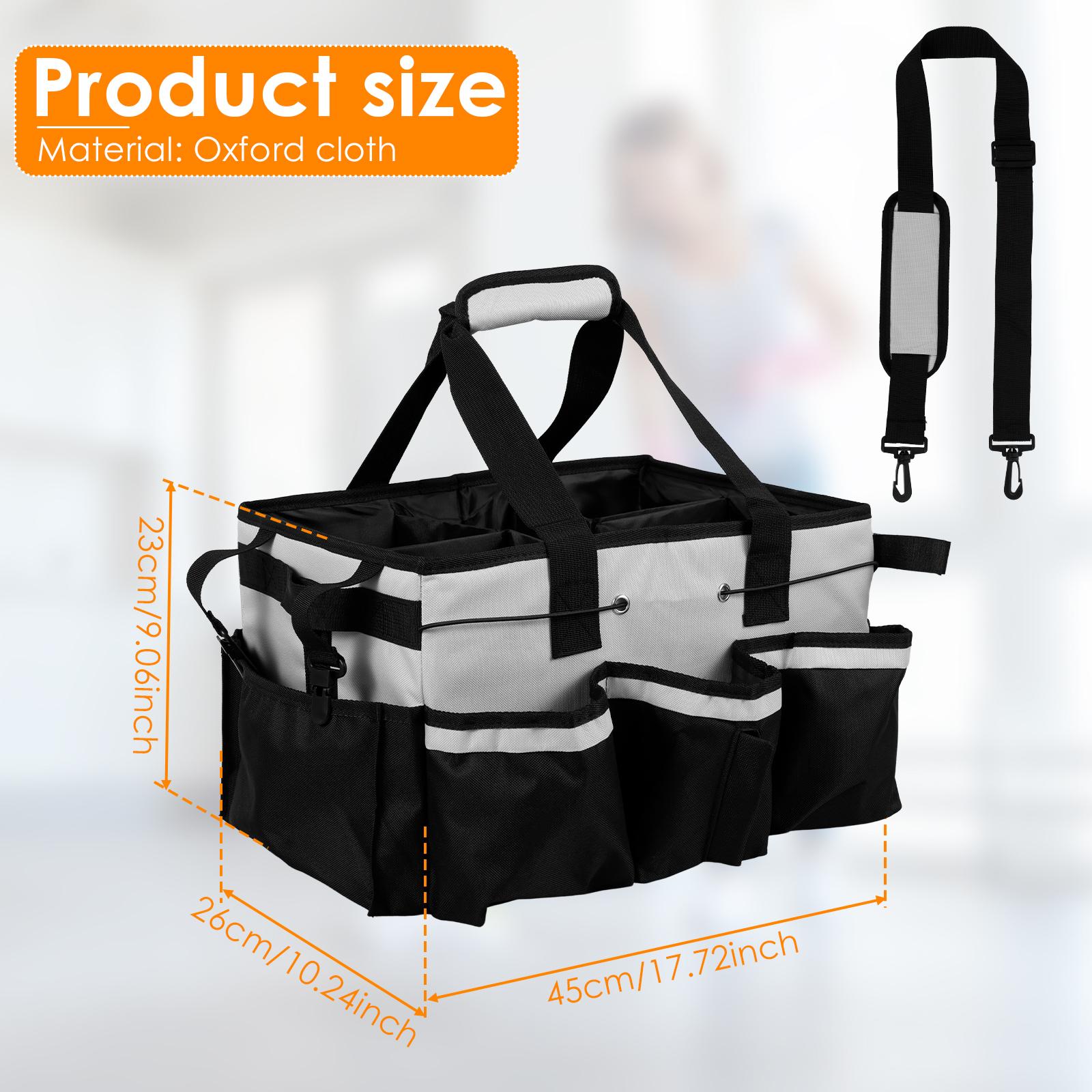 

Cleaning Caddy Bag Oxford Cloth Waterproof Car Cleaning Tool Organizers with Handle and Multiple Pockets Large Storage Tote Bag