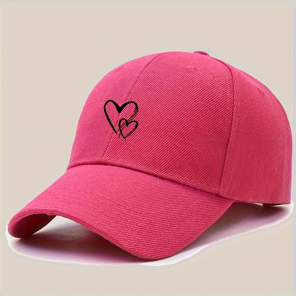Heart-shaped printed baseball caps, Korean-style baseball caps, outdoor sun hats, all-season hats for both men and women