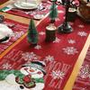 Red Christmas Table Runner Tree Santa Claus Tablecloth Flower Linen Table Cover  Christmas Eve