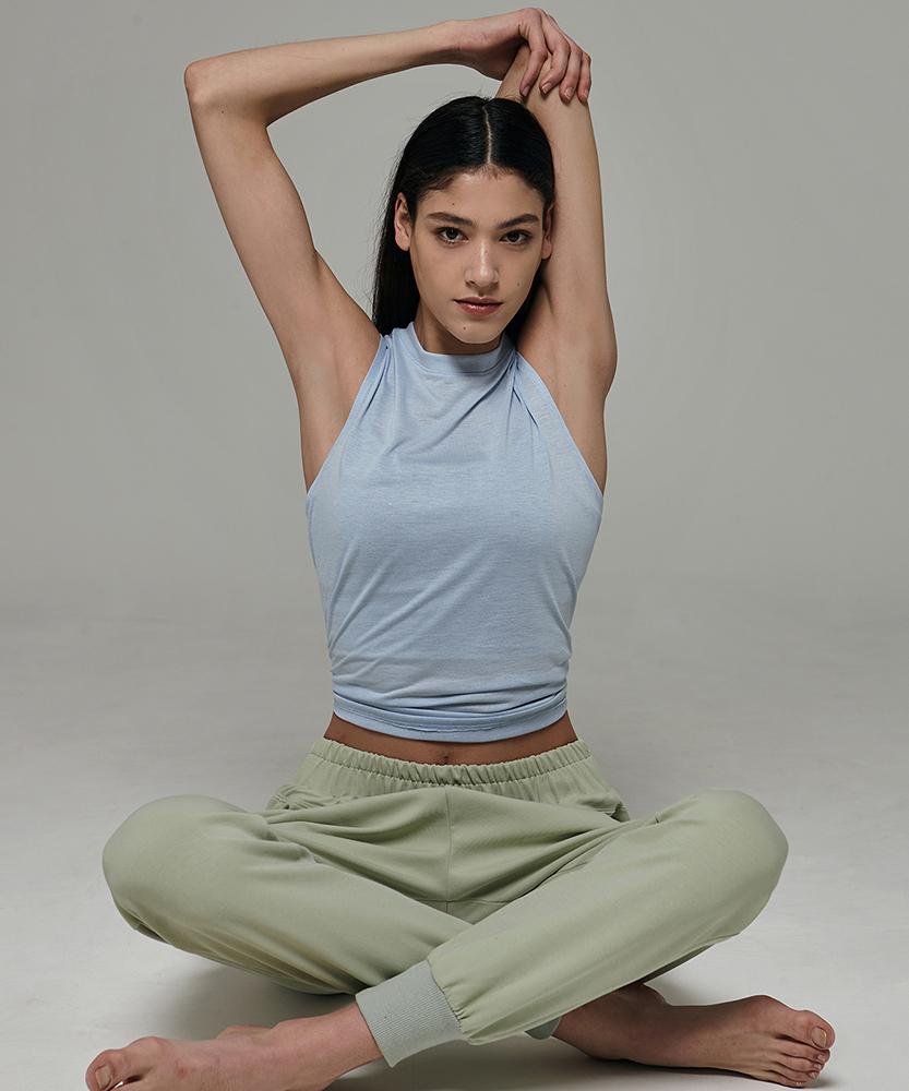Debiweeo Women'S Yoga Wear Devi-Ts0010-Baby Blue Pilates Cover-Up Opening Sleeveless