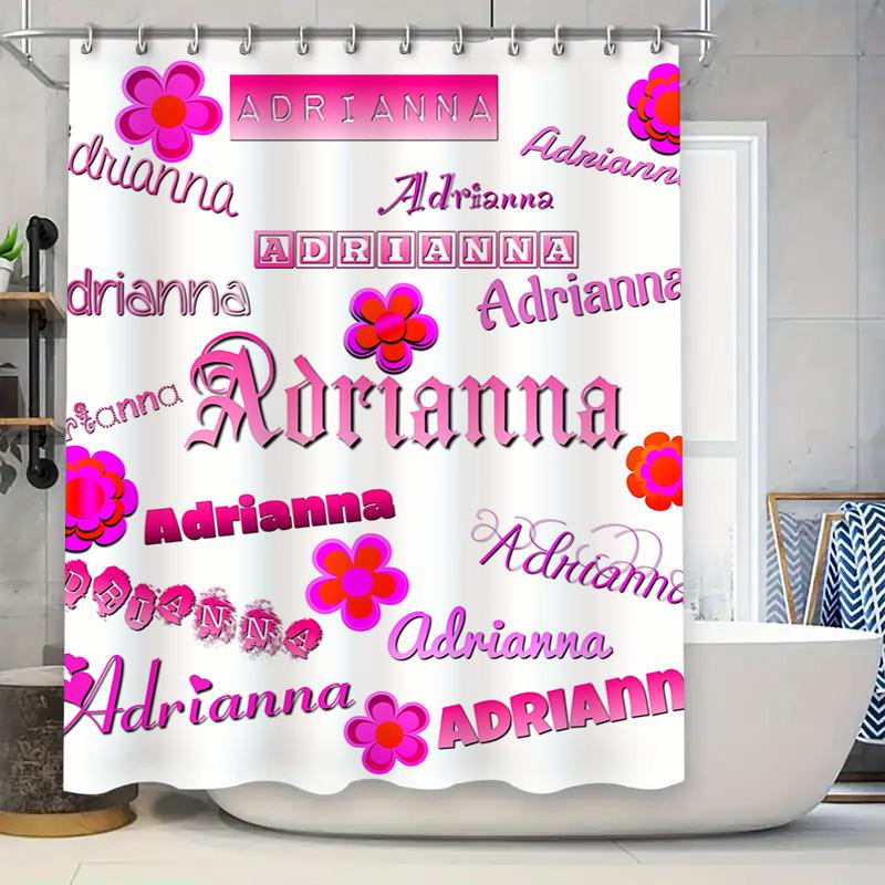 

Adrianna Shower Curtain Personalized Customizable Name Decor Pink Floral Garden Bathing Room Accessories for Home Decoration 180 90x180cm