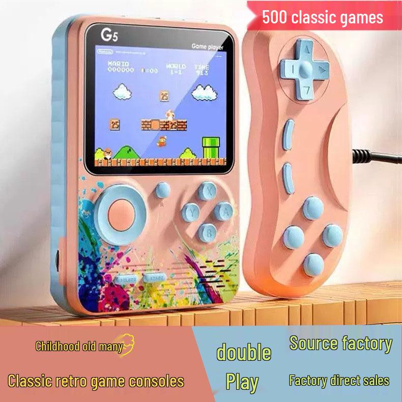 Classic G5 Handheld Game Console: 500-in-1, Double Player, Nostalgic & Educational Puzzle Games for Kids