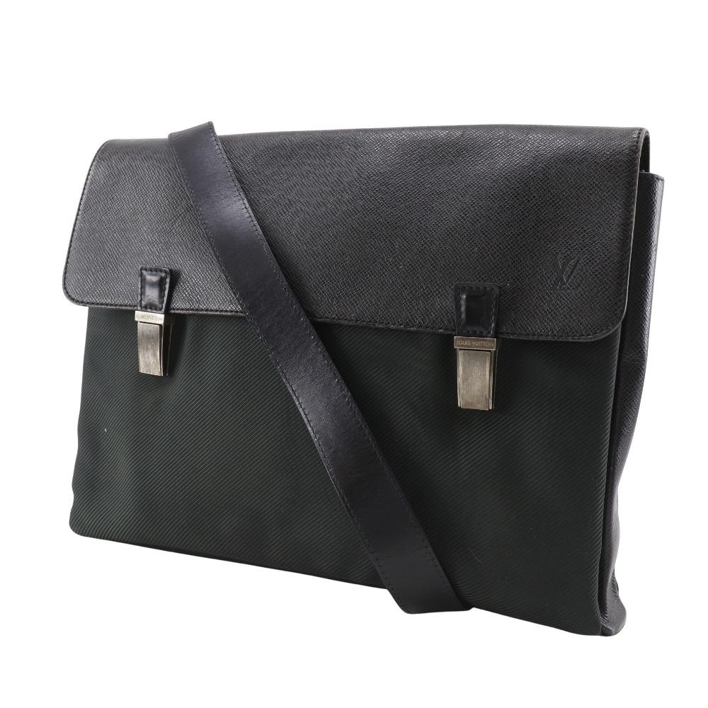 Louis Vuitton Saratov GM Shoulder Bag M30882 Noir Black Taiga Mens Used