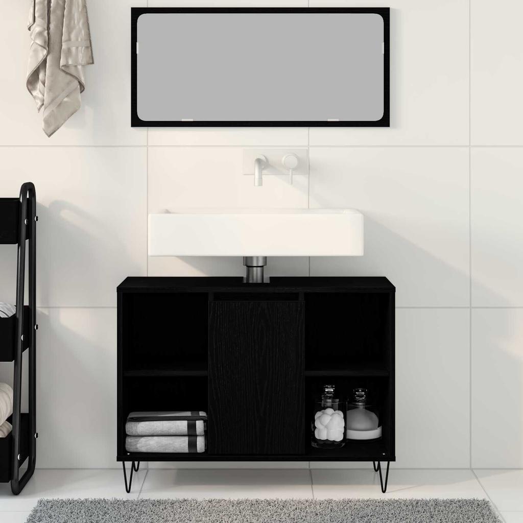 Badezimmer-Waschbecken-Unterschrank, Badezimmer-Aufbewahrungsschrank, 80 x 33 x 60 cm