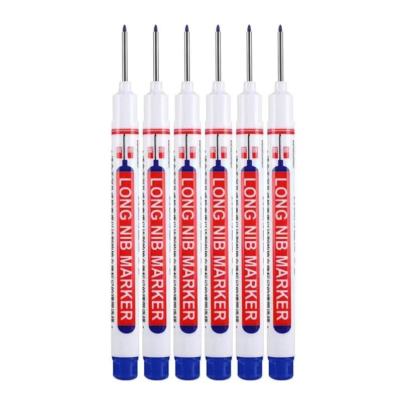 6Pcs/Set 20MM Long Nib Markers Deep Hole Head Four Color Waterproof Marker Pens For Woodworking Metal Marker Tools Art Supplies