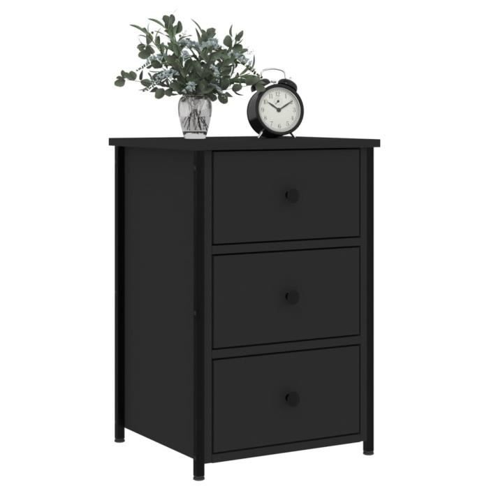VidaXL Table de chevet noir 40x36x60 cm bois d’ingénierie 825993
