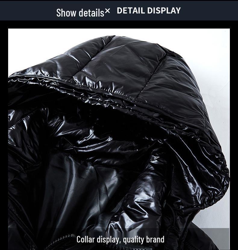 Veste d'hiver épaisse à surface brillante - Veste courte tendance pour couple